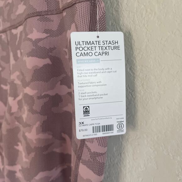 Athleta Ultimate Stash Pocket Texture Camo Capri Leggings Dusty Pink NEW Size 3X - Picture 3 of 6